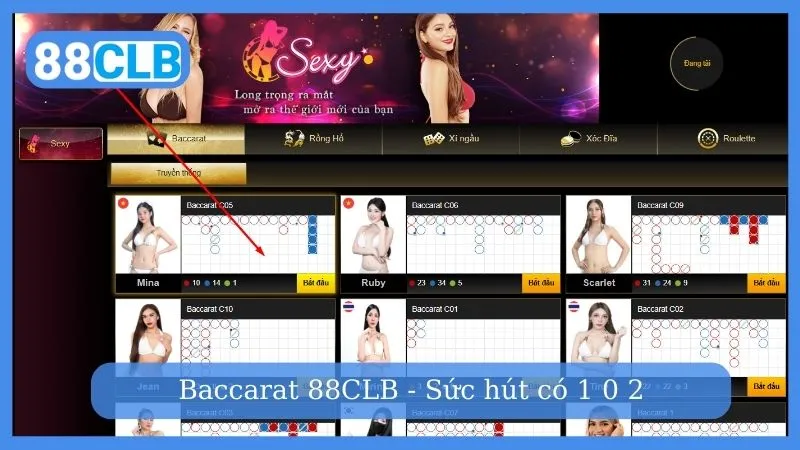 Baccarat 88CLB có nhiều bàn chơi