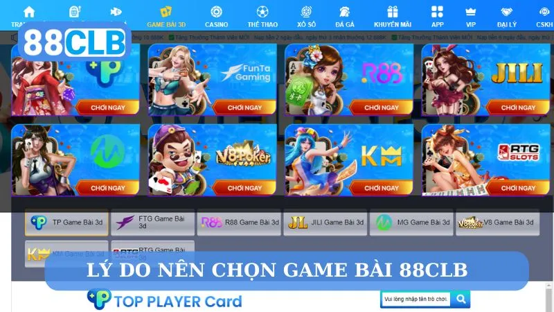 Game bài online 88CLB có rất nhiều sảnh độc đáo